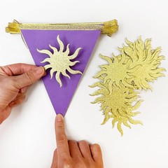 30Ft Purple Sun Party Decorations Purple Pennant Banner Flag Hanging Paper Tr…