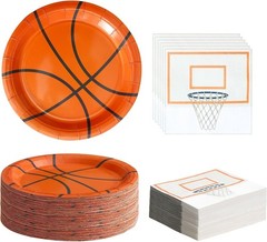 Chic Basketball Paper Plates & Napkins – 48-Piece Party Supplies for Birthdays