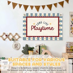 Playroom Wall Decor, Long Live Playtime Linen Canvas Banner,Playroom Decor Ro…