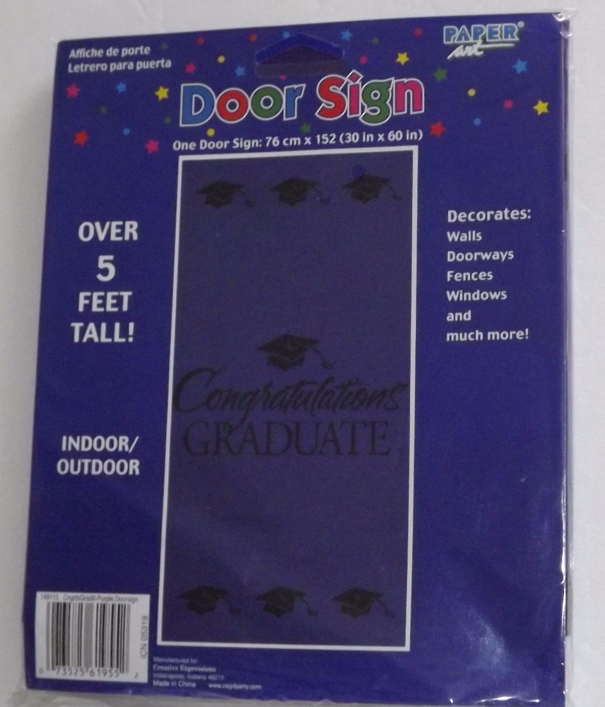 Graduation Door Cover, Wall Mural, Purple 30″ x 60″ «Congraulations Graduate»