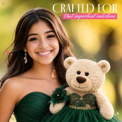 Large 20” Quinceañera Teddy Bear Centerpiece – Elegant Dress, Oversized Keeps…