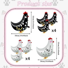 8 PCS Walking Chicken Balloons Aluminum Foil Pet Chicken Decorations for Baby Sh