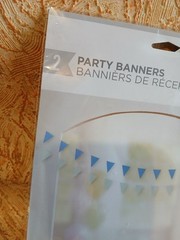 * 2 Papyrus Party Banners Blue & Green Triangles With White Shimmer Ribbon NIP