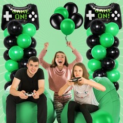 2 Set Video Game Balloon Column Stand Kit with Game Controller Foil Latex Bal…