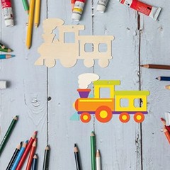 Train Shape Hanging Wood Choochoo Shape Unfinished Wood with Twines Transports