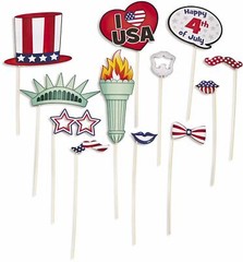 Patriotic Photo Stick Props – 12 Pieces 4th of July