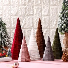 6 Pcs Neutral Velvet Christmas Cone Tree 6″ 8″ 10.5″ Velvet Cone Pedestal Chr…