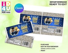 Graduation Class of 2023 Editable Bundle chip welcome poster and candy wrapper