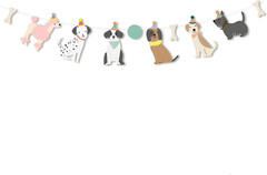Dog Party Banner, Birthday Decoration with Cute Puppies and Bones Design, Party