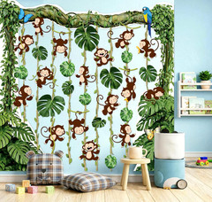 51 Pcs Jungle Safari Monkey Party Decorations – Palm Leaves Backdrop Animal Cuto