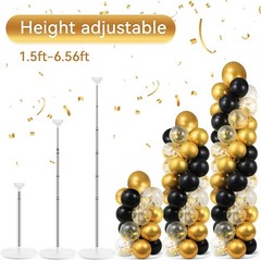 Adjustable Black Gold Confetti Balloon Stand Set for Parties