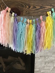 Pastel Rainbow Tissue Paper Tassel Garland for Party, Birthday, Wedding, Shower