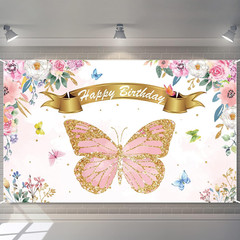 Butterfly Birthday Party Backdrop Decorations Pink and Purple Butterfly Theme Pa
