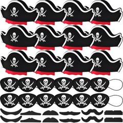 Pirate Hat Set for Kids, 36 Pcs Felt Pirate Hat, Skull Print Eye Patches, Fak…