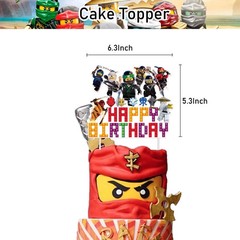 Ninjago Theme Birthday Party Supplies Set Banner Balloon Cake Topper for Kids