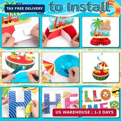 Summer Party Decorations, Beach Pool Theme Party Decor Include Hello Summer Bann