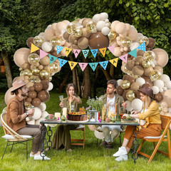 136Pcs Brown Balloon Arch Kit, 18 12 10 5 Inch Dark Brown Nude Gold Confetti Bal