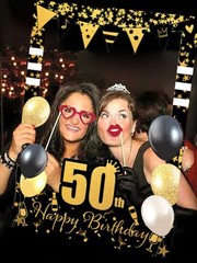 LaVenty Black Gold Glitter 50th Birthday Party Photo Booth Props 50th Birthday P