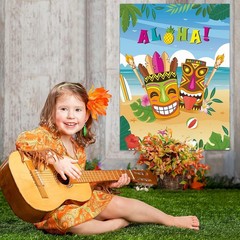 Hawaiian Party Game – Pin The Feather on The Tiki Hawaiian Party Decorations …