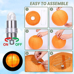 20PCS Colorful Paper Lanterns with Lights, Hanging Chinese Paper Lanterns for Pa