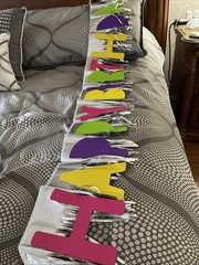 Spritz Happy Birthday Banner Multi Color & Silver Glitter Banner Large 55inch
