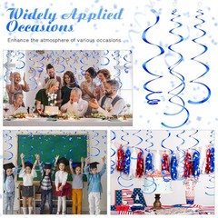 36 Pcs Hanging Swirl Party Decorations Plastic Streamer Swirls Spiral Blue