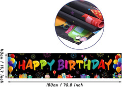 Colorful Happy Birthday Banner, Large Fabric Happy Birthday Sign Backdrop Backgr