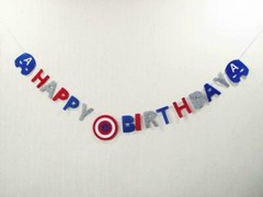 Captain America Theme Marvel Superhero kids Birthday Party Letters Decor Banner