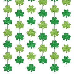 6Pcs 29.5Ft St Patricks Day Garland, Glitter Green Shamrock