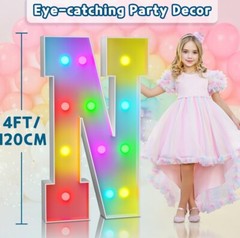 imprsv 4FT Marquee Light Up Big Letter N Birthday Decorations DIY Party