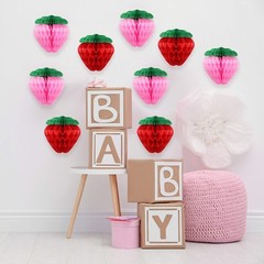 Skylety 10 Pieces 6 Inch Strawberry Party Decorations 6 inch, Red and Pink