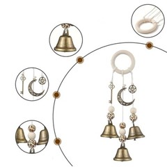 Rattan Witch Bells Wind Chime with Three Bells for Porch and Door Decor