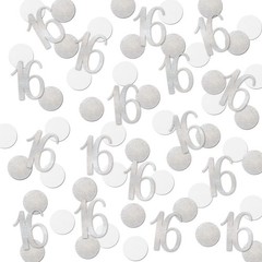 200 PCS Silver Glitter Number 16 Happy 16th Birthday Party Table Confetti