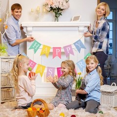USA Happy Easter Garland Hanging Banners Party Supplies Wall Decorations Signs