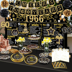 60Th Birthday Decorations for Men Women, 103 PCS Back in 1966 Decorations, Vinta