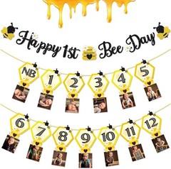 Elegant 3PC Bumble Bee First Birthday Decoration – Lightweight & Vibrant