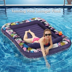 Tanning Pool Lounger Float, OKSUWATER 75″ x 51″ Pool Floats Adult with Headre…
