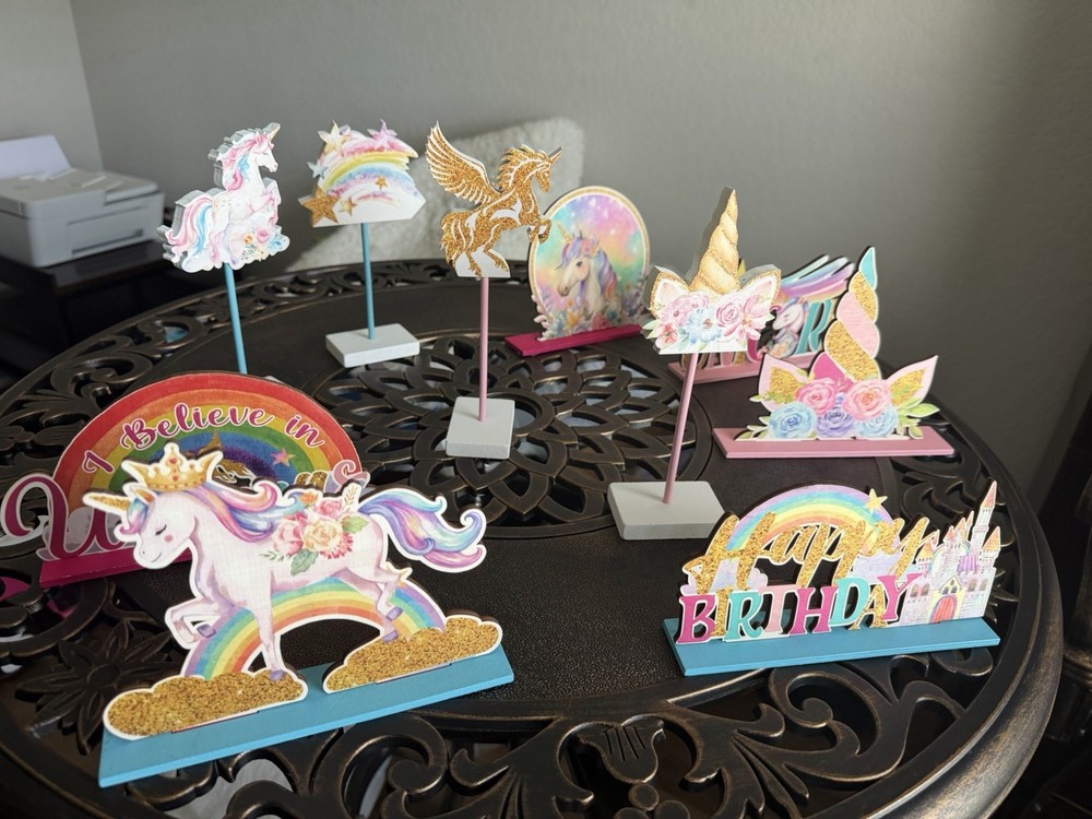 Unicorn Birthday Party Table Decoration Centerpiece Set Multicolor Paper