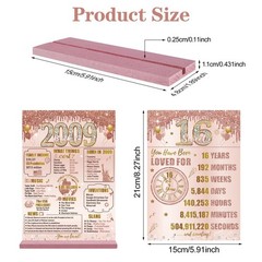 16th Birthday Party Supplies, Two Sided Wood Sign, Pink Rose Gold