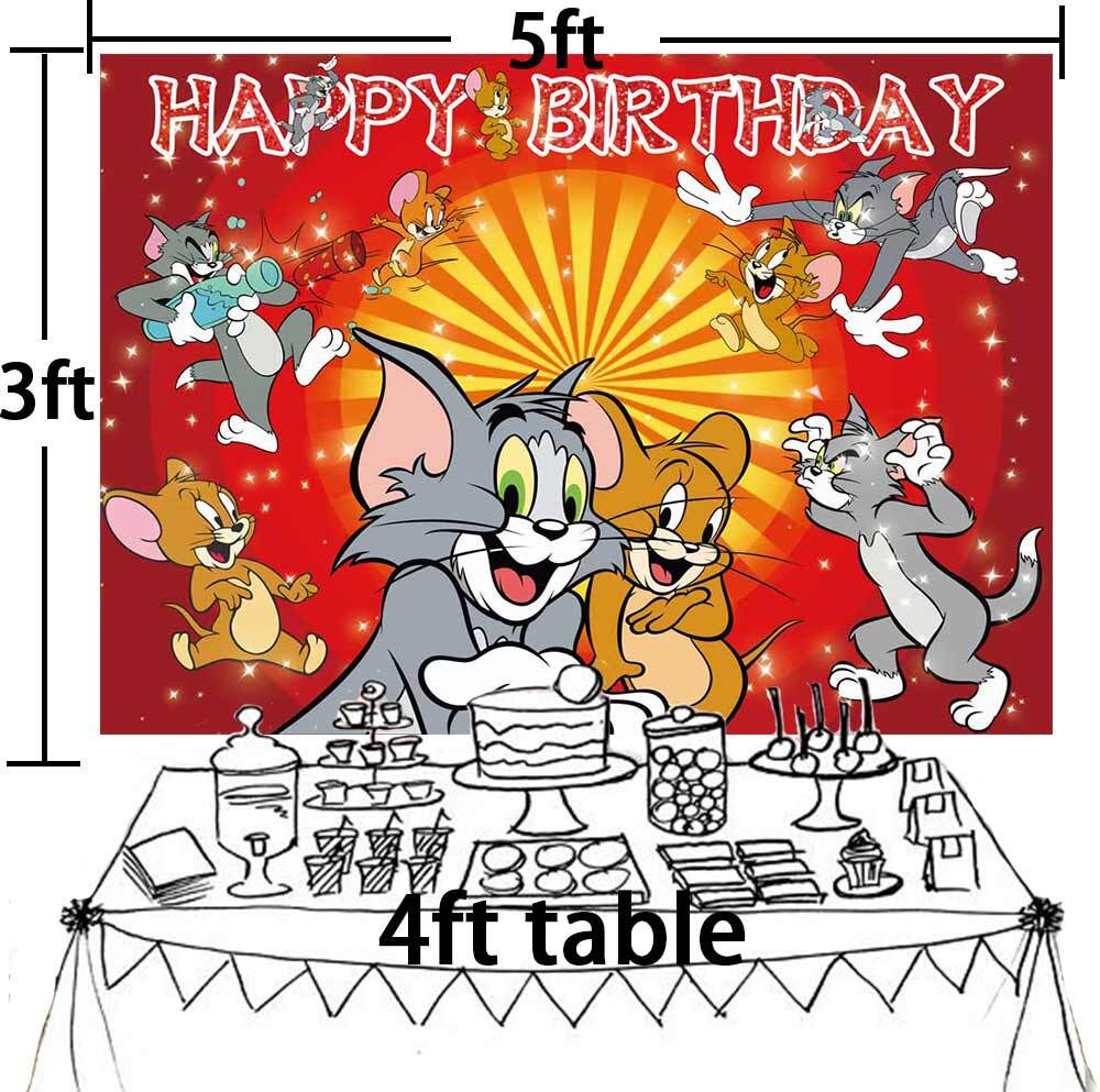 Tom and Jerry Party Decorations Party Supplies Backdrop Banner Birthday Gift