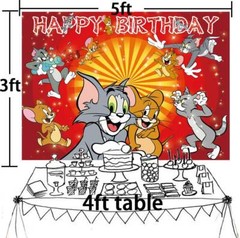 Tom and Jerry Party Decorations Party Supplies Backdrop Banner Birthday Gift
