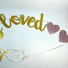 10 Years Loved Gold Glitter Banner for 10th Birthday Wedding Anniversary Party