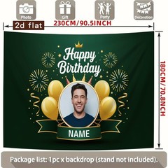 Personalized Banner Name Photo 2D Flat Birthday Banner Crown Men Party Backdrop☋