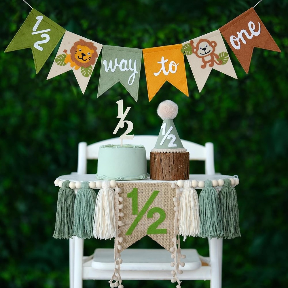 1/2 Birthday Decorations «Half Way to One» Baby 6 Months Banner Half Year NEW