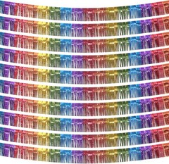 10 Pack Rainbow Fringe Garland – 10 Feet Colorful Metallic Streamers for