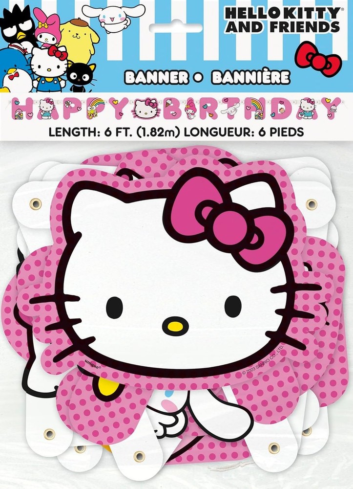 Hello Kitty Jointed Banner «Happy Birthday» 1 Ct 6 Ft Pink