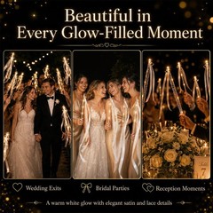 120 PCS Light Up Wands for Wedding, Warm White LED Wedding Send Off with Ribb…