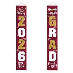 Charming 2026 Graduation Decorations: Maroon Gold Banners for Indoor/Outdoor Use
