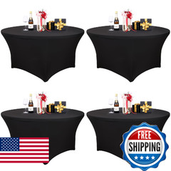 Fixwal 4 Pack 60 Inch Round Tablecloth, Fitted Spandex Round Table Cloths – Wash
