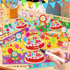 144 PCS Birthday Crowns for Kids Classroom Include 36 Colorful Birthday Paper Ha